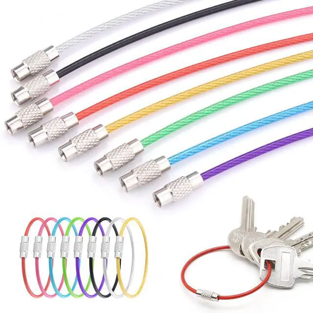Alt view image 7 of 7 - 16 Pack Stainless Steel Loops 2mm Coated Wire Keychain Cable Large Keyrings 6 inch Key Chain for Luggage Tags, Key Tags, Keyrings, Kitchen Utensils, Duster-Assorted Colors