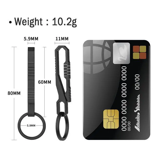Alt view image 3 of 7 - Titanium Keychain Pocket Clip, EDC Belt Key Holder Black