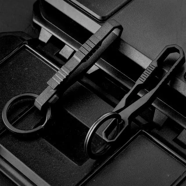 Alt view image 4 of 7 - Titanium Keychain Pocket Clip, EDC Belt Key Holder Black