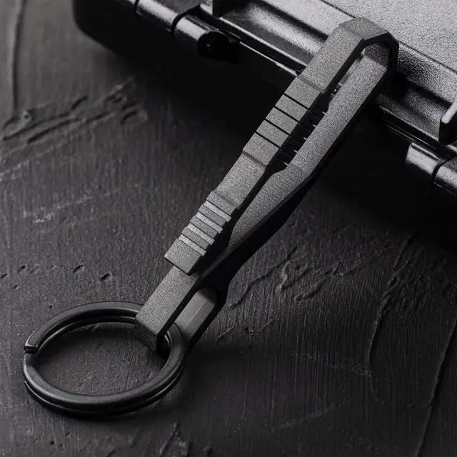 Alt view image 2 of 7 - Titanium Keychain Pocket Clip, EDC Belt Key Holder Black