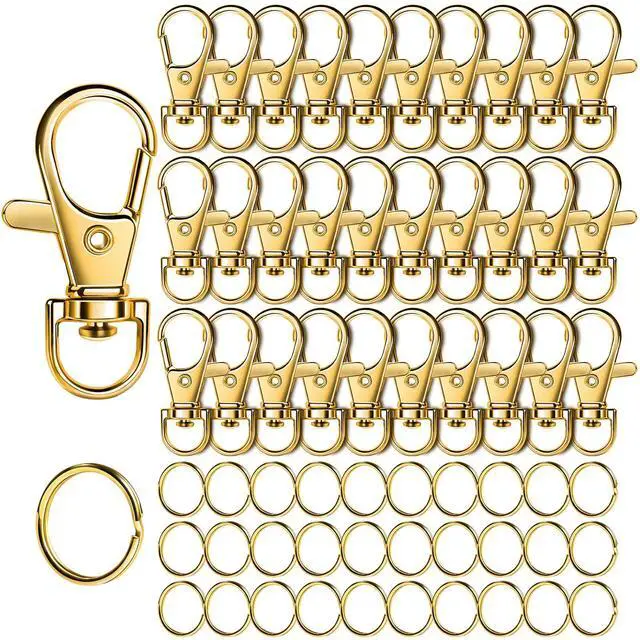 Main image of 60PCS Lobster Claw Clasps and Key Rings, 30PCS Keychain Clips and 30PCS Key Chain Ring for Keychain, Key, Jewelry Making, Art Crafts, Gold