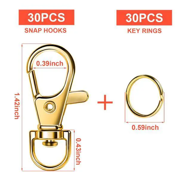 Alt view image 2 of 7 - 60PCS Lobster Claw Clasps and Key Rings, 30PCS Keychain Clips and 30PCS Key Chain Ring for Keychain, Key, Jewelry Making, Art Crafts, Gold