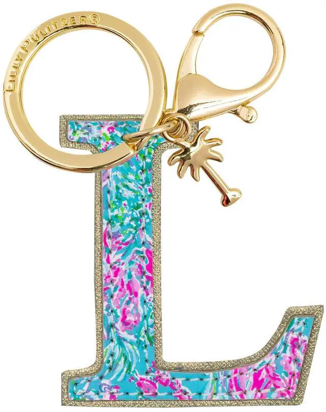 Main image of Leatherette Initial Keychain, Letter Bag Charm for Women, Best Fishes (L)
