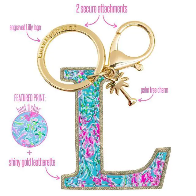 Alt view image 2 of 4 - Leatherette Initial Keychain, Letter Bag Charm for Women, Best Fishes (L)