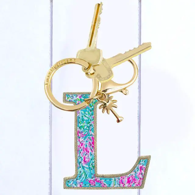Alt view image 3 of 4 - Leatherette Initial Keychain, Letter Bag Charm for Women, Best Fishes (L)
