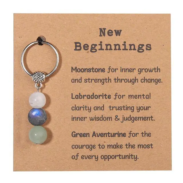Main image of New Beginnings Gifts for Women, Natural Crystals Keychain Coworker Leaving Gift for Women Going Away Gift for Friends Farewell Gifts for Coworkers Divorce Souvenir (NB)