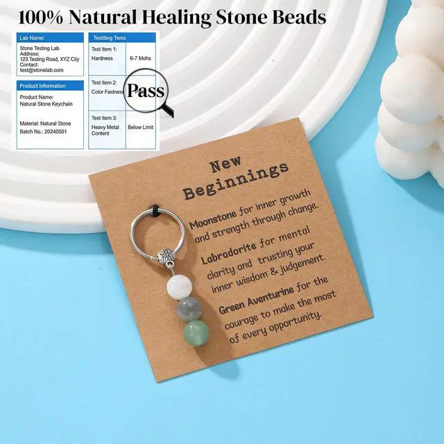 Alt view image 3 of 6 - New Beginnings Gifts for Women, Natural Crystals Keychain Coworker Leaving Gift for Women Going Away Gift for Friends Farewell Gifts for Coworkers Divorce Souvenir (NB)