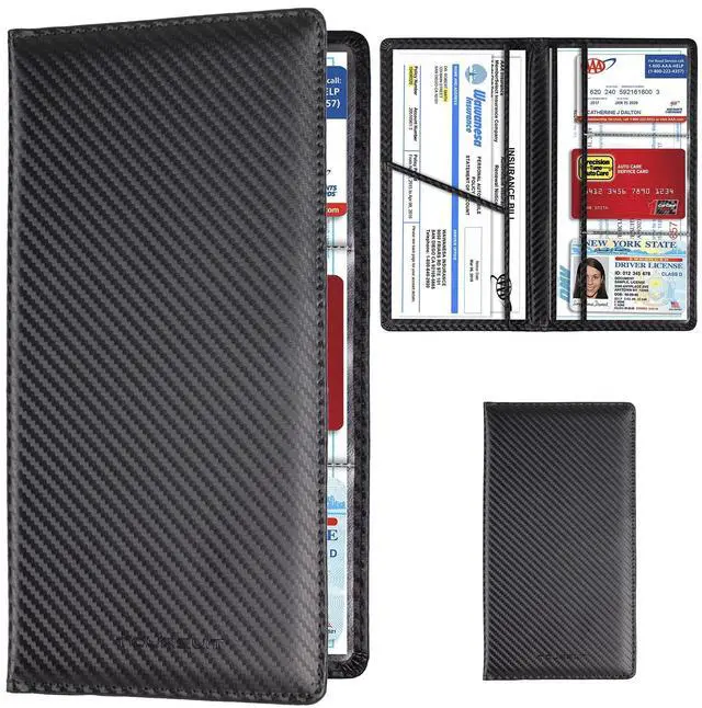 Main image of Car Registration & Insurance Card Holder, Carbon Fiber Black