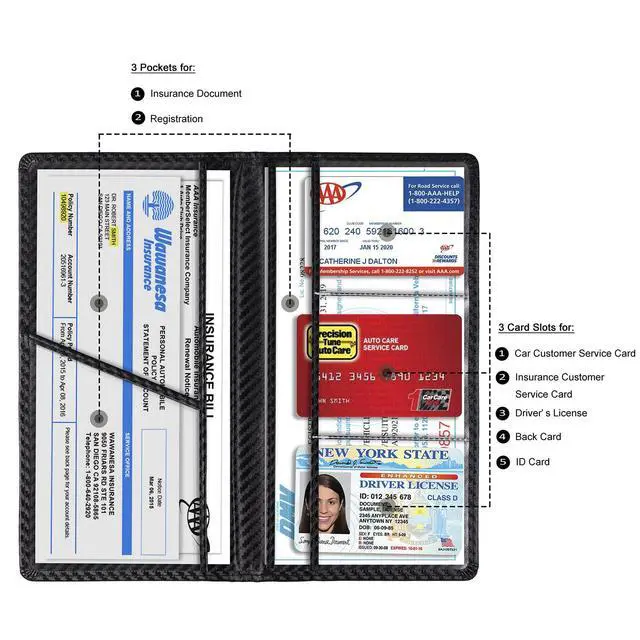 Alt view image 2 of 6 - Car Registration & Insurance Card Holder, Carbon Fiber Black