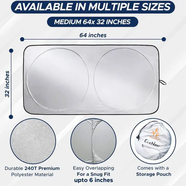 Alt view image 5 of 7 - Car Windshield Sun Shade, Front Window Sun Blocker for SUVs,Sedan