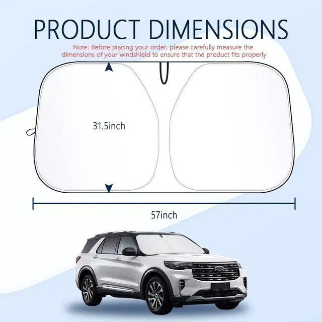 Alt view image 2 of 6 - 300T Thickened Automotive Glass Sunshade and Comes with Storage Bag,Keep Car Interior Cool,Universal Windshield Sun Shade Fit for Cars,Trucks,SUVs (L: 57.08 * 31.5 inch)