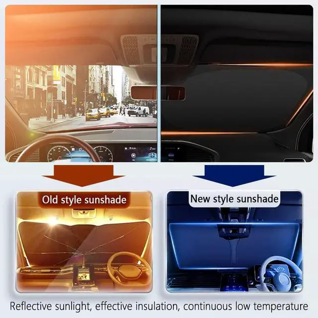 Alt view image 3 of 6 - 300T Thickened Automotive Glass Sunshade and Comes with Storage Bag,Keep Car Interior Cool,Universal Windshield Sun Shade Fit for Cars,Trucks,SUVs (L: 57.08 * 31.5 inch)