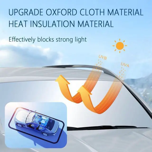 Alt view image 4 of 6 - 300T Thickened Automotive Glass Sunshade and Comes with Storage Bag,Keep Car Interior Cool,Universal Windshield Sun Shade Fit for Cars,Trucks,SUVs (L: 57.08 * 31.5 inch)