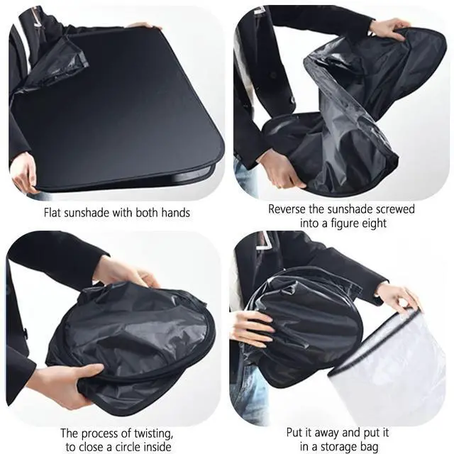 Alt view image 6 of 6 - 300T Thickened Automotive Glass Sunshade and Comes with Storage Bag,Keep Car Interior Cool,Universal Windshield Sun Shade Fit for Cars,Trucks,SUVs (L: 57.08 * 31.5 inch)