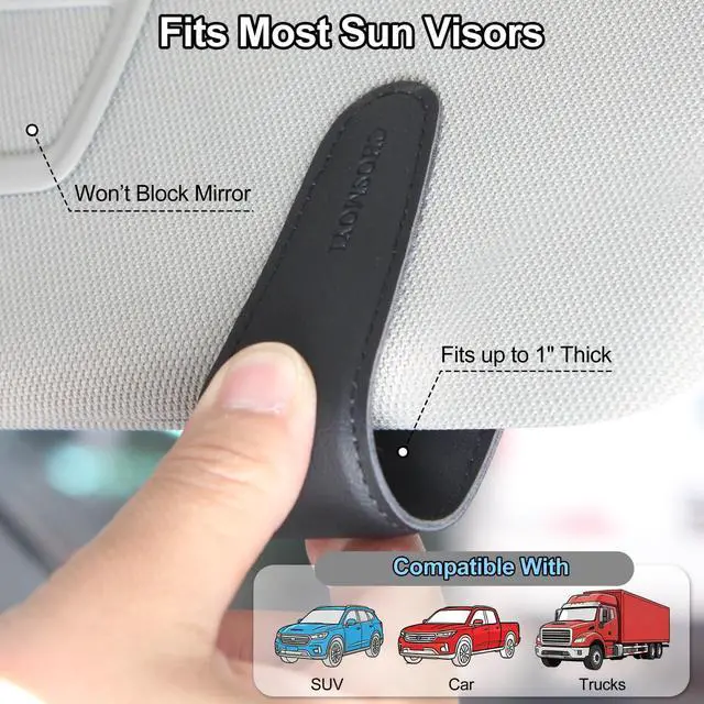 Alt view image 5 of 7 - Magnetic Leather Sunglass Holder for Car, Eyeglasses Clip for Visor(Black)