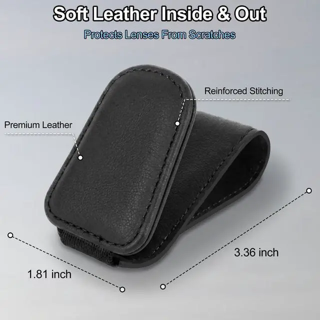 Alt view image 6 of 7 - Magnetic Leather Sunglass Holder for Car, Eyeglasses Clip for Visor(Black)