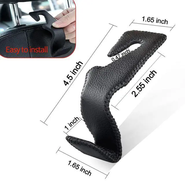 Alt view image 2 of 6 - 2 Pack Car Headrest Hooks, Microfiber Leather & Alloy Purse Hook Holds 45lb