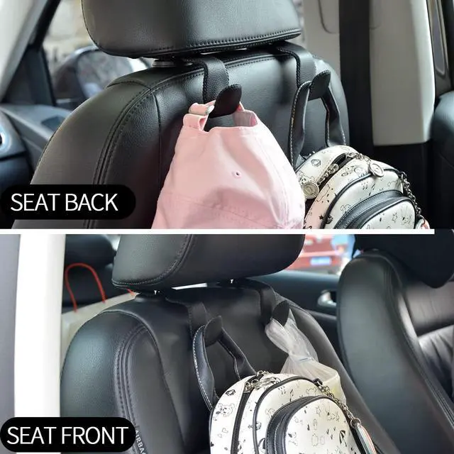 Alt view image 6 of 6 - 2 Pack Car Headrest Hooks, Microfiber Leather & Alloy Purse Hook Holds 45lb