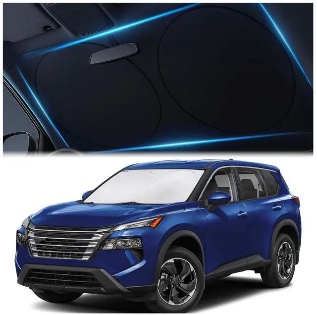 Main image of Car Windshield Sunshade Double-Layer Design for 2X Heat Blocking, Blocks UV Rays, Foldable Sun Shade for Cars, Trucks & SUVs, Keeps Interior Cooler, Medium (59 x 31 in)