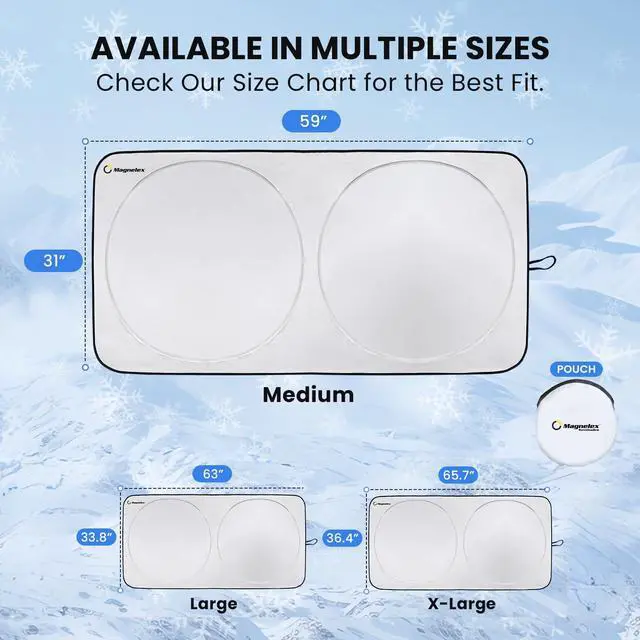 Alt view image 4 of 7 - Car Windshield Sunshade Double-Layer Design for 2X Heat Blocking, Blocks UV Rays, Foldable Sun Shade for Cars, Trucks & SUVs, Keeps Interior Cooler, Medium (59 x 31 in)