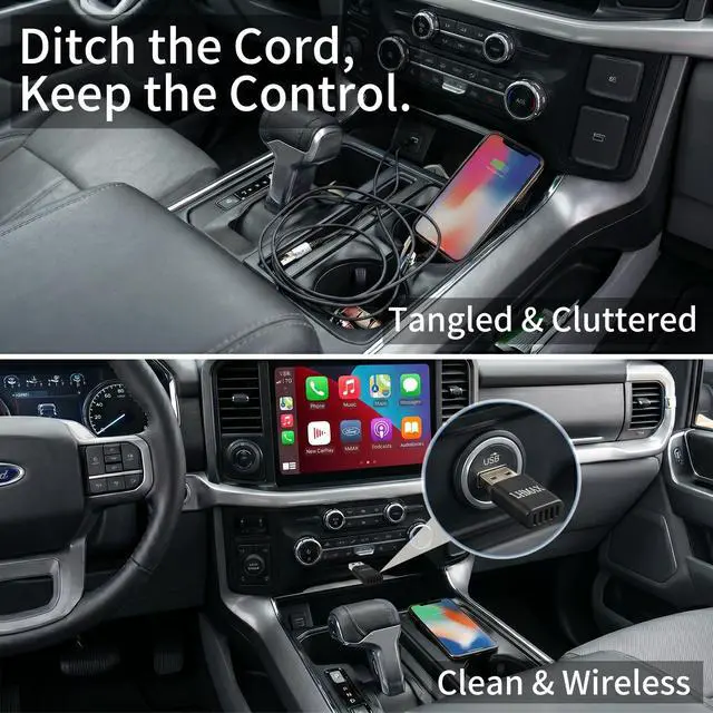Alt view image 2 of 7 - Ultra-Compact 2 in 1Wireless CarPlay & Android Auto Adapter
