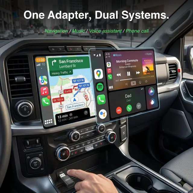 Alt view image 5 of 7 - Ultra-Compact 2 in 1Wireless CarPlay & Android Auto Adapter