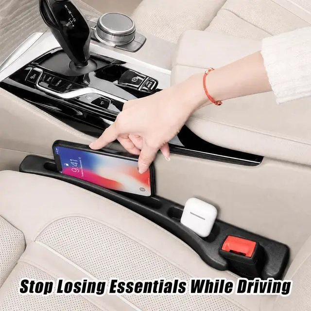 Alt view image 4 of 6 - Car Seat Gap Filler Organizer 2 PCS Black Universal Seat Gap Plug Blocker Anti-Drop Console Catcher Phone Keys Storage for Car Truck SUV Auto Accessories Style2