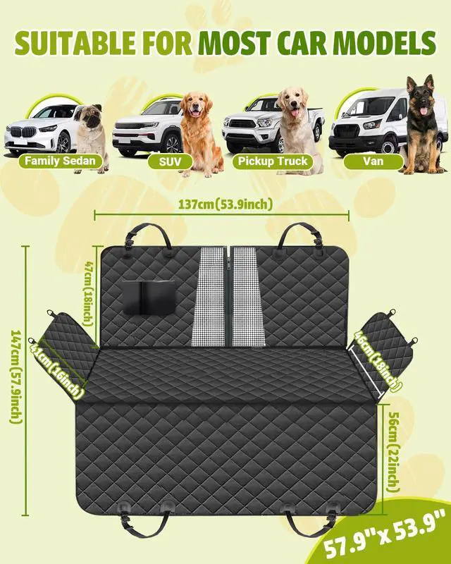Alt view image 2 of 7 - Dog Car Seat Cover, 600D Heavy Dute Car Seat Cover for Dogs Pets, 100% Waterproof Anti-Scratch Nonslip Dog Hammock for Cars, Seat Covers Protector with SeatBelt for Sedan SUV Truck Standard Black