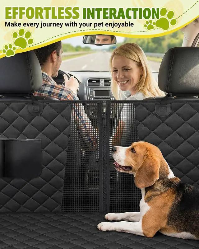 Alt view image 7 of 7 - Dog Car Seat Cover, 600D Heavy Dute Car Seat Cover for Dogs Pets, 100% Waterproof Anti-Scratch Nonslip Dog Hammock for Cars, Seat Covers Protector with SeatBelt for Sedan SUV Truck Standard Black