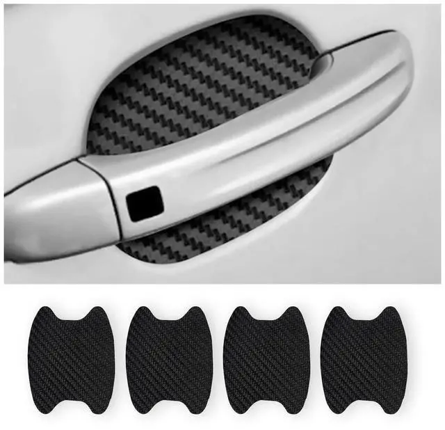 Main image of 4PCS Carbon Fiber Car Door Cup Protector Films, Black