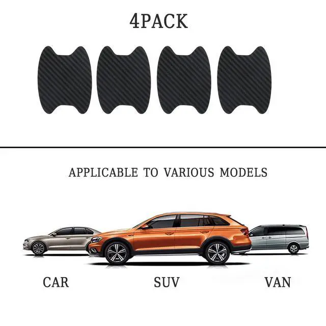 Alt view image 3 of 6 - 4PCS Carbon Fiber Car Door Cup Protector Films, Black