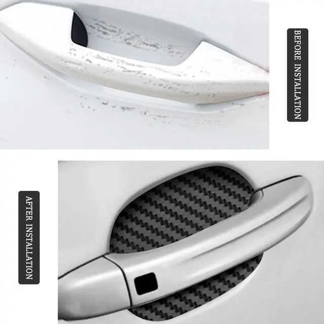 Alt view image 6 of 6 - 4PCS Carbon Fiber Car Door Cup Protector Films, Black