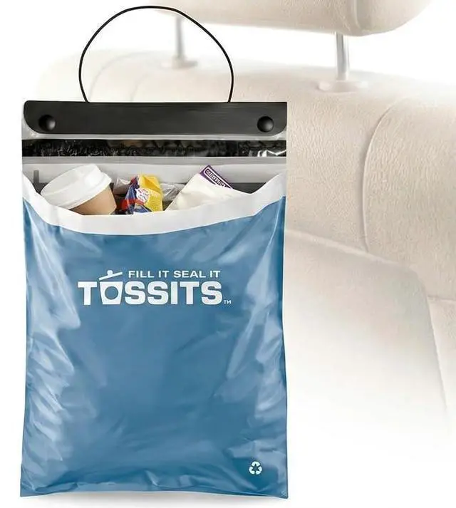 Main image of Hanging Car Trash & Garbage Bags, Disposable, Blue 7 Count