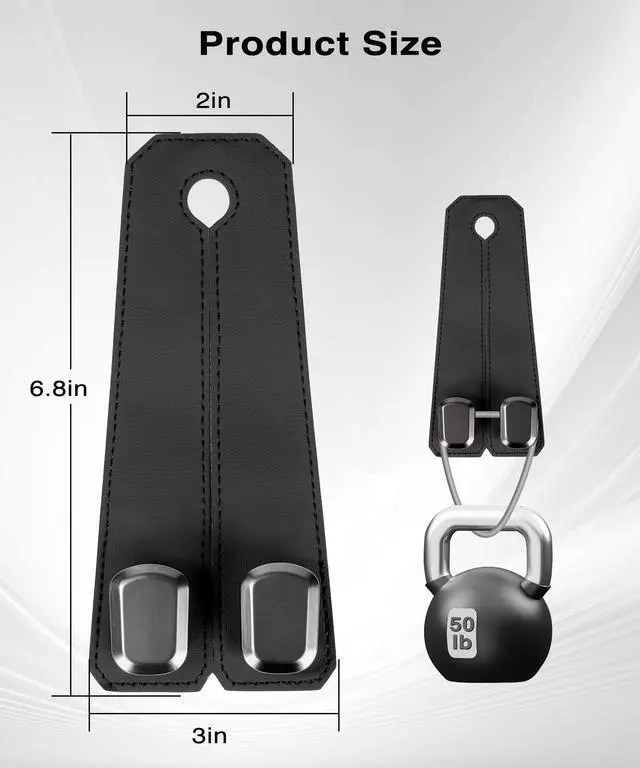 Alt view image 6 of 6 - Car Hooks for Headrest, 2Pcs Seat Back Storage Hook Luxurious Leather 100% Metal Multifunctional Car Hanger & Holder for Heatrest, Seat, Bag, Purse (Black)