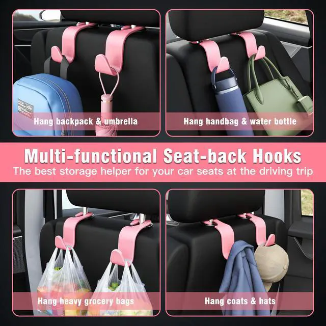 Alt view image 3 of 6 - 4-Pack Car Headrest Hooks Holds 55lbs Seat Storage Organizer for Bags