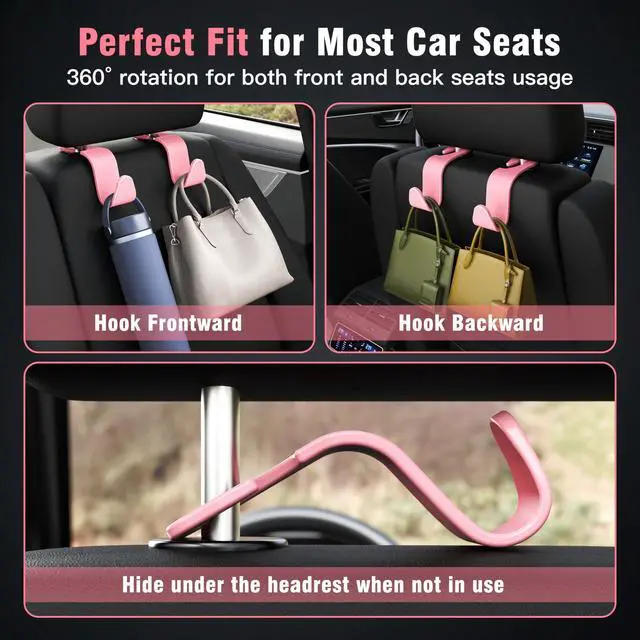 Alt view image 5 of 6 - 4-Pack Car Headrest Hooks Holds 55lbs Seat Storage Organizer for Bags