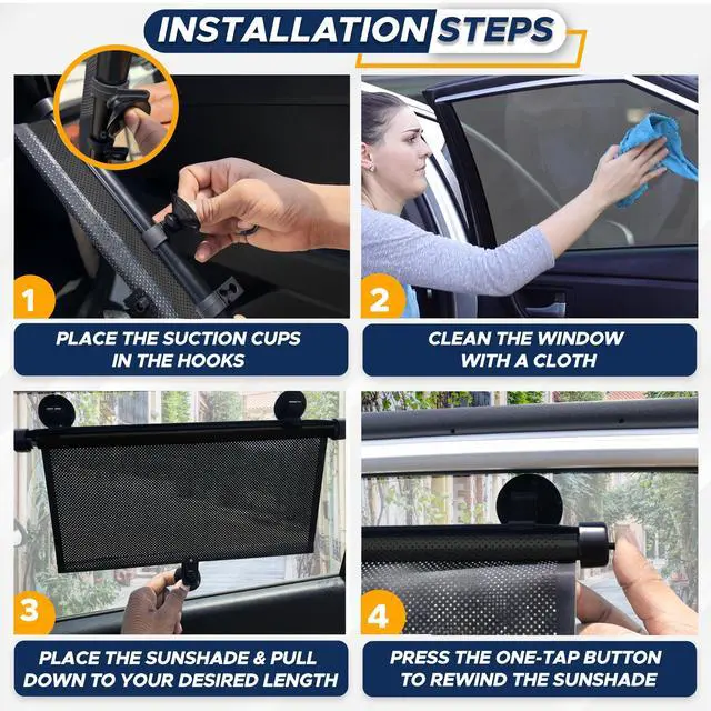 Alt view image 4 of 7 - Car Side Window Sun Shade (2 Pack) Retractable Sunshade for Kids