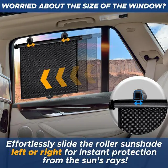 Alt view image 5 of 7 - Car Side Window Sun Shade (2 Pack) Retractable Sunshade for Kids