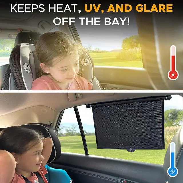 Alt view image 7 of 7 - Car Side Window Sun Shade (2 Pack) Retractable Sunshade for Kids