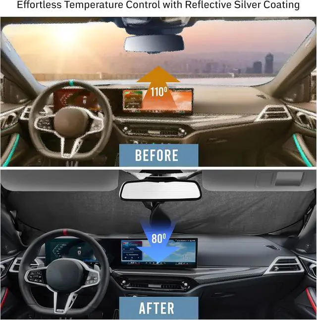 Alt view image 2 of 7 - Windshield Sun Shade, Foldable Car Window Shades, 280T Visor Shade