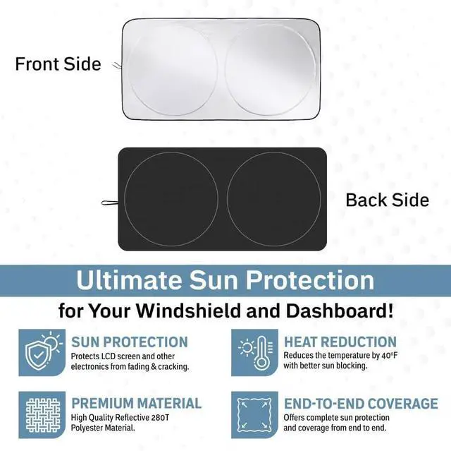 Alt view image 6 of 7 - Windshield Sun Shade, Foldable Car Window Shades, 280T Visor Shade