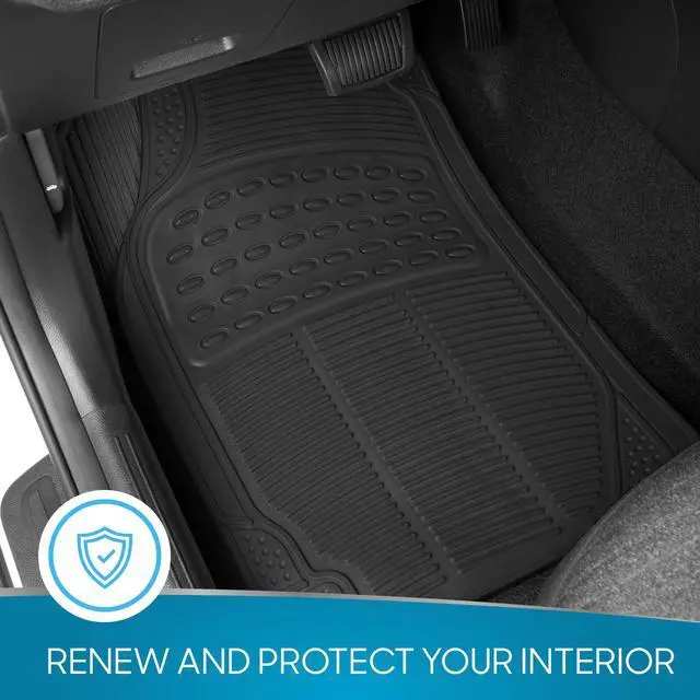 Alt view image 3 of 7 - Floor Mats, 4-Piece All-Weather Car Mat with Universal Fit Design, Durable Rubber Car Floor Mats with Capture Ridges, Waterproof for Cars Trucks SUV (Black)