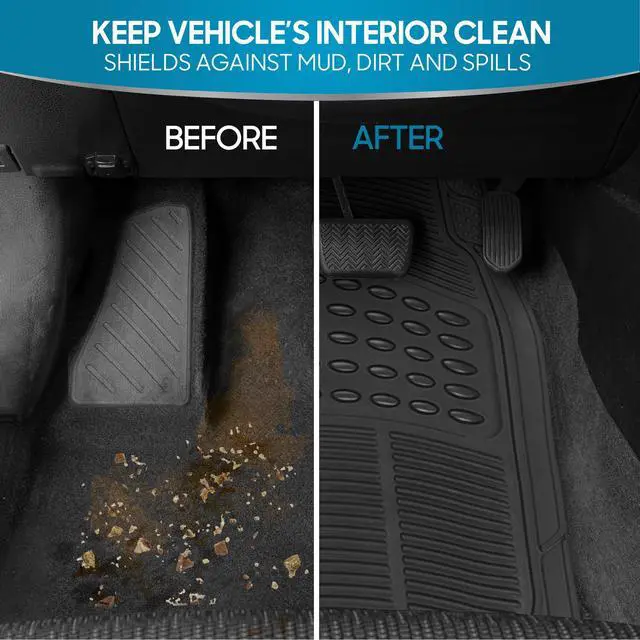 Alt view image 4 of 7 - Floor Mats, 4-Piece All-Weather Car Mat with Universal Fit Design, Durable Rubber Car Floor Mats with Capture Ridges, Waterproof for Cars Trucks SUV (Black)