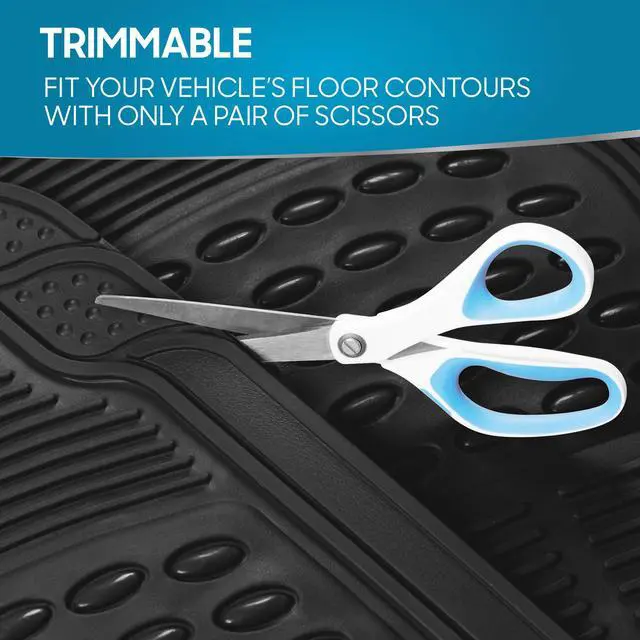Alt view image 5 of 7 - Floor Mats, 4-Piece All-Weather Car Mat with Universal Fit Design, Durable Rubber Car Floor Mats with Capture Ridges, Waterproof for Cars Trucks SUV (Black)