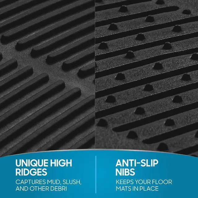 Alt view image 6 of 7 - Floor Mats, 4-Piece All-Weather Car Mat with Universal Fit Design, Durable Rubber Car Floor Mats with Capture Ridges, Waterproof for Cars Trucks SUV (Black)