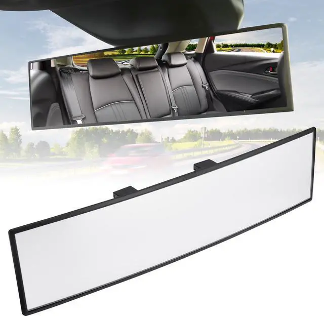 Main image of Panoramic Rear View Mirror, 12 Inch Wide Angle Clip On Mirror, Universal Car Interior Accessories, Convex Interior Mirror Reduces Blind Spot, Clear Vision Fits Car SUV Trucks