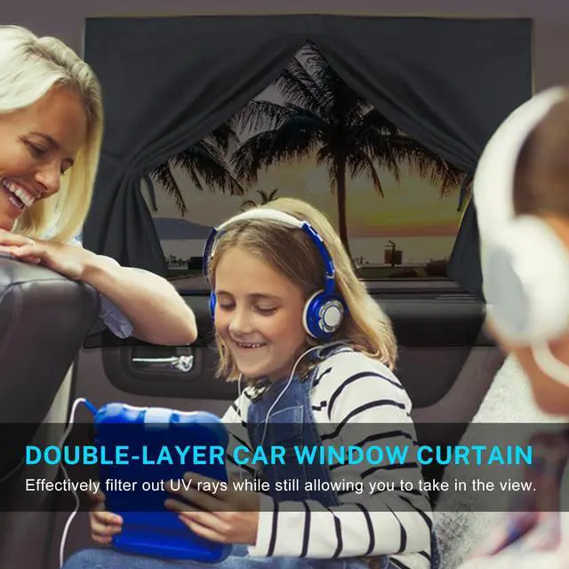 Alt view image 3 of 7 - Car Window Shades, 2 PCS Magnetic Double Layer Auto Sun Shade for Side Windows Privacy Full Covers/Half Shade Options Back Car Window Curtains for Baby Protection
