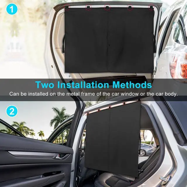 Alt view image 5 of 7 - Car Window Shades, 2 PCS Magnetic Double Layer Auto Sun Shade for Side Windows Privacy Full Covers/Half Shade Options Back Car Window Curtains for Baby Protection