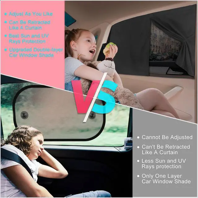 Alt view image 7 of 7 - Car Window Shades, 2 PCS Magnetic Double Layer Auto Sun Shade for Side Windows Privacy Full Covers/Half Shade Options Back Car Window Curtains for Baby Protection
