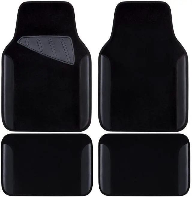 Main image of Waterproof Universal Fit Car Floor Mats, Faux Leather Car Carpet Mats, Black Car Mats with Anti-Slip Nibbs Backing & Driver Heel Pad Fit for SUV,Vans,sedans, Trucks,Set of 4pcs(All Black)
